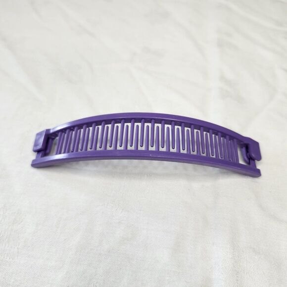 Vintage 80s Banana Clip Hair Accessory Colorful Claws 5" Purple Made in USA - Picture 2 of 6
